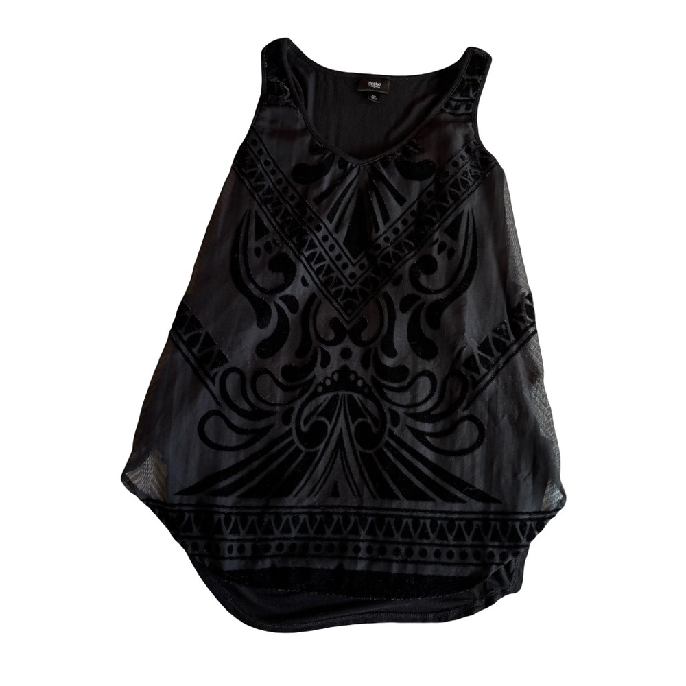 Velvet Burnout Baroque Mossimo Sleevless‎ Top, Black, Size M